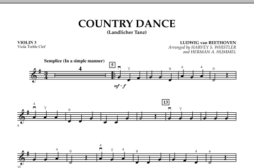 Harvey Whistler Country Dance (Landlicher Tanz) - Violin 3 (Viola Treble Clef) sheet music notes and chords arranged for Orchestra