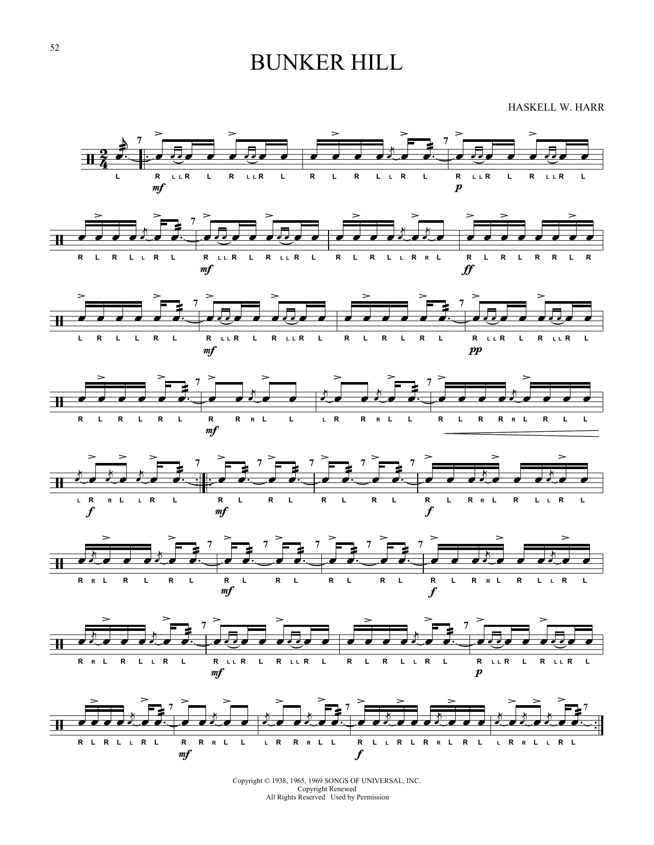 Haskell W. Harr Bunker Hill sheet music notes and chords arranged for Snare Drum Solo