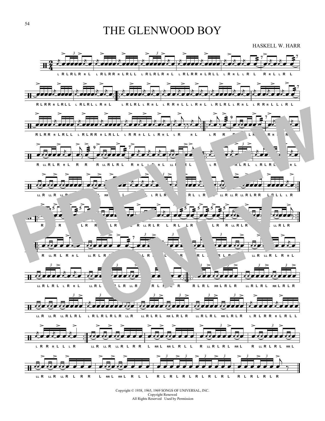 Haskell W. Harr The Glenwood Boy sheet music notes and chords arranged for Snare Drum Solo