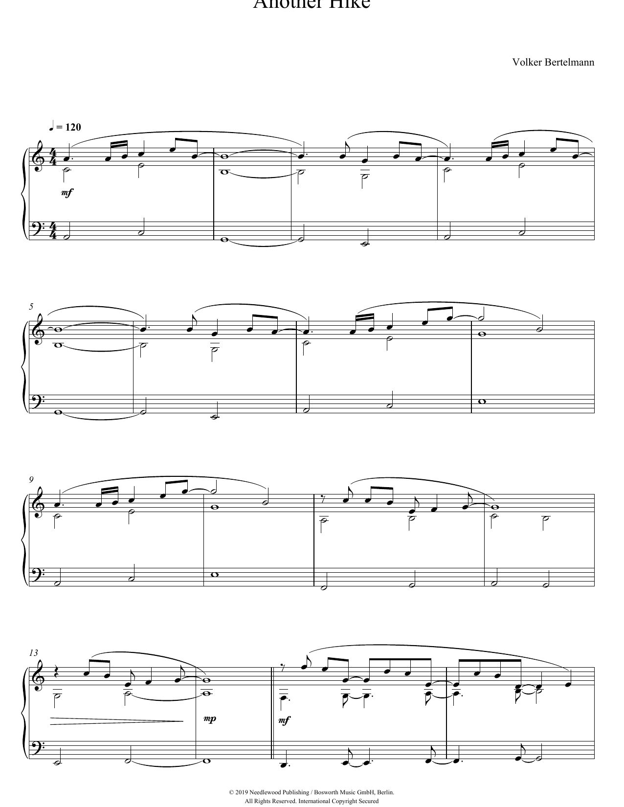 Hauschka Another Hike sheet music notes and chords arranged for Piano Solo
