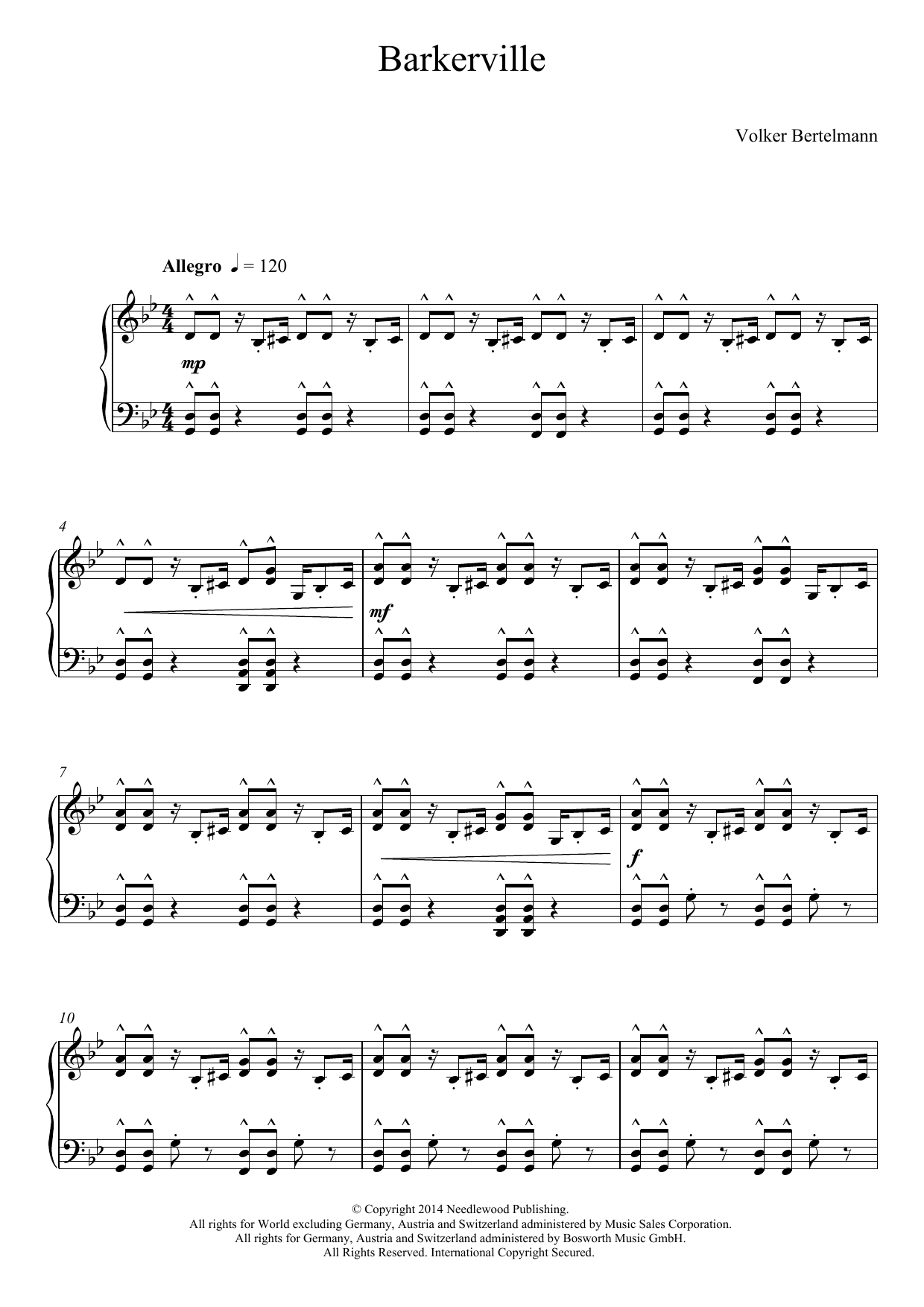 Hauschka Barkerville sheet music notes and chords arranged for Piano Solo