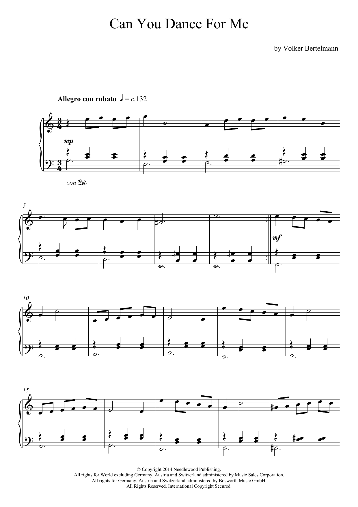 Hauschka Can You Dance For Me sheet music notes and chords arranged for Piano Solo