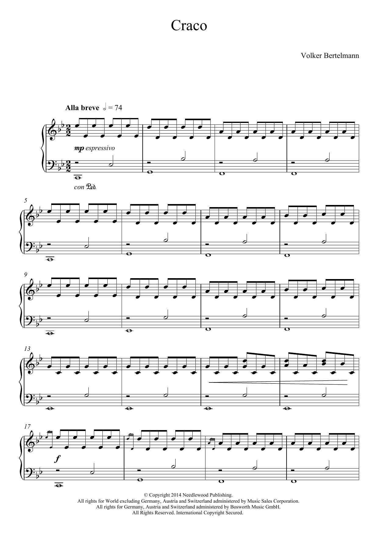Hauschka Craco sheet music notes and chords arranged for Piano Solo