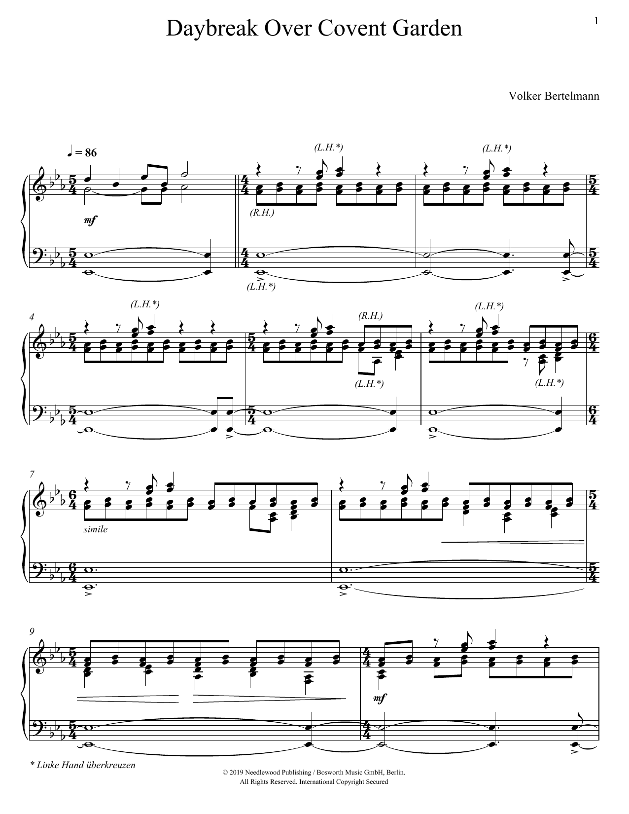 Hauschka Daybreak Over Covent Garden sheet music notes and chords arranged for Piano Solo
