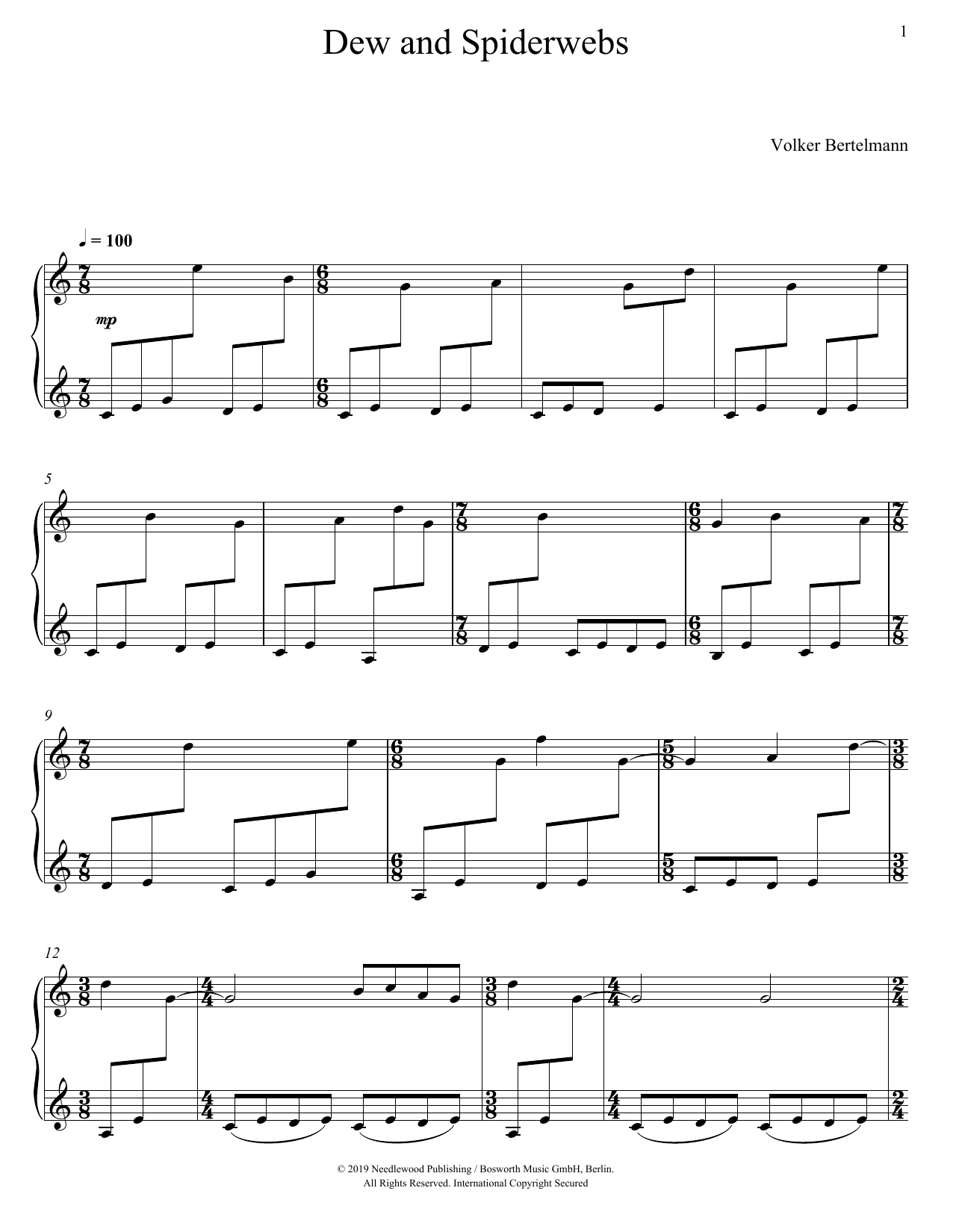 Hauschka Dew And Spiderwebs sheet music notes and chords arranged for Piano Solo
