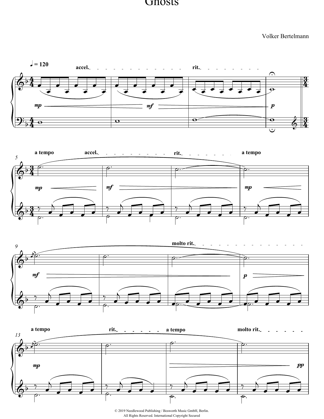 Hauschka Ghosts sheet music notes and chords arranged for Piano Solo