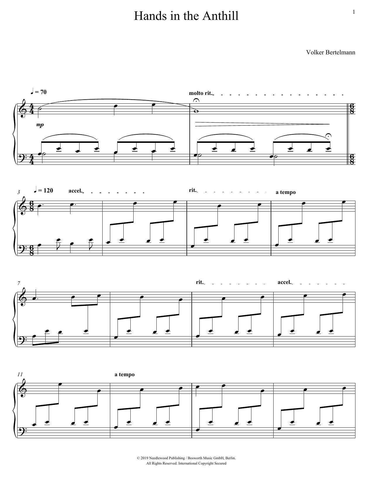 Hauschka Hands In The Anthill sheet music notes and chords arranged for Piano Solo