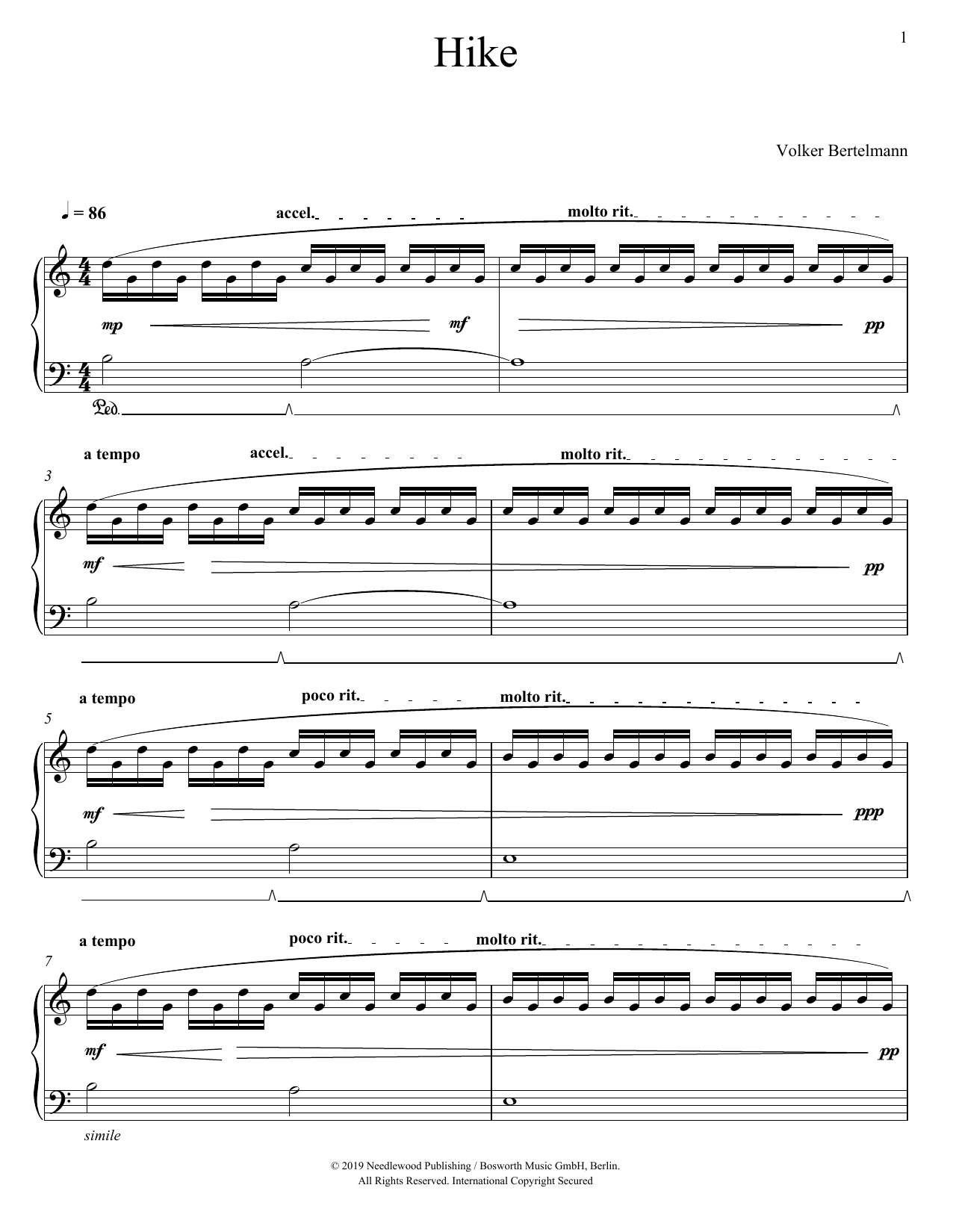 Hauschka Hike sheet music notes and chords arranged for Piano Solo