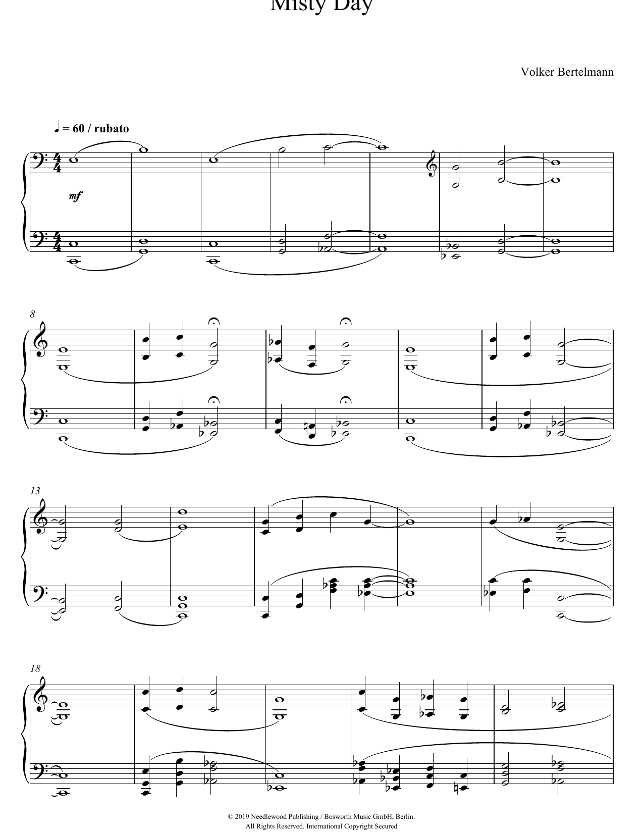 Hauschka Misty Day sheet music notes and chords arranged for Piano Solo