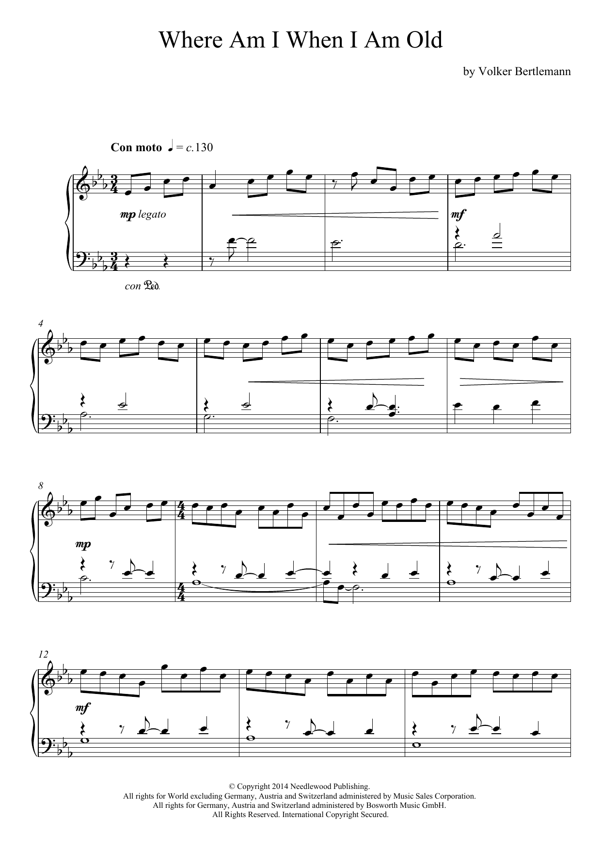 Hauschka Where Am I When I Am Old sheet music notes and chords arranged for Piano Solo