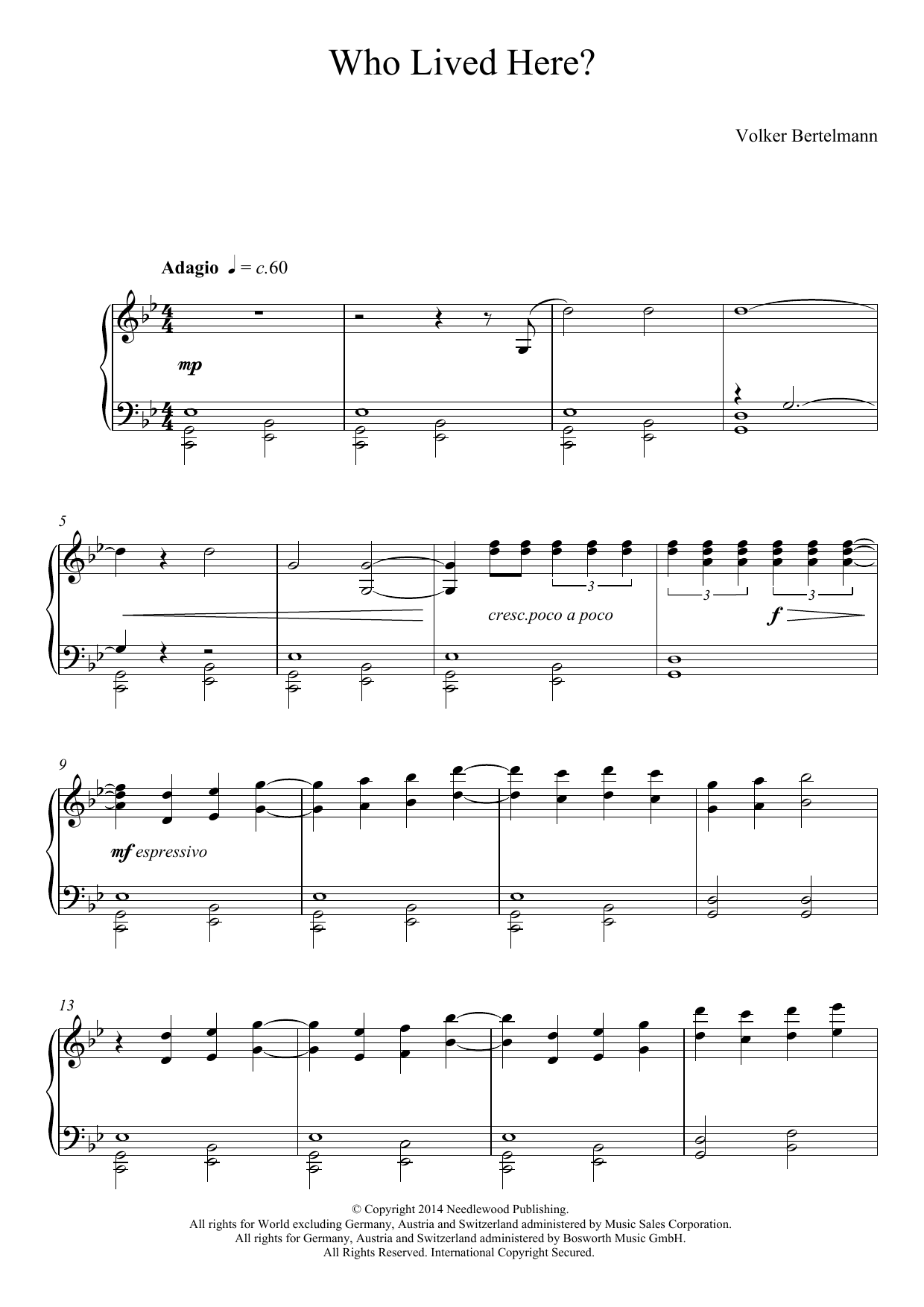 Hauschka Who Lived Here? sheet music notes and chords arranged for Piano Solo