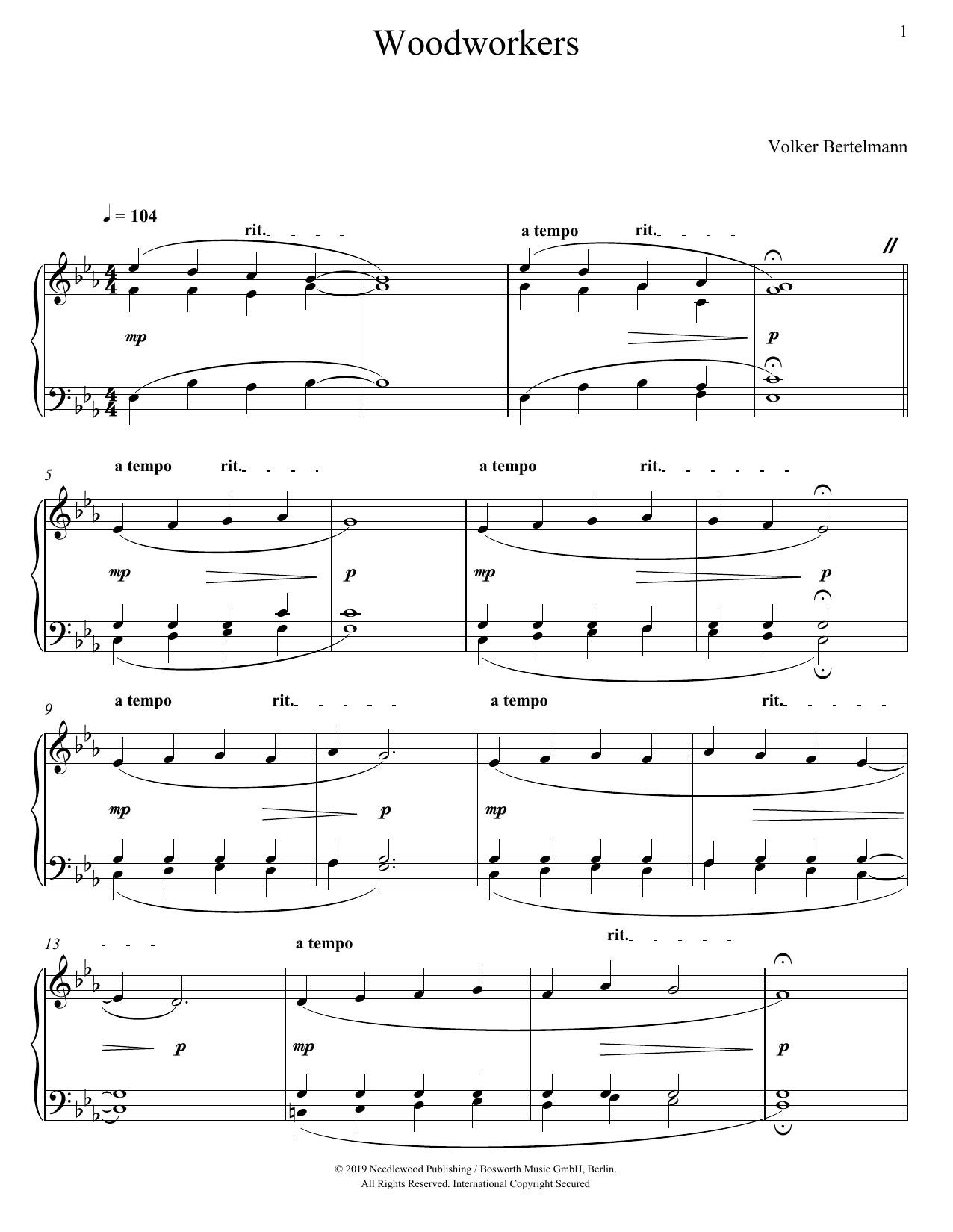 Hauschka Woodworkers sheet music notes and chords arranged for Piano Solo