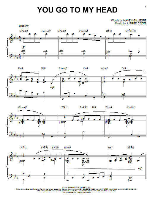 Haven Gillespie You Go To My Head (arr. Brent Edstrom) sheet music notes and chords arranged for Piano Solo