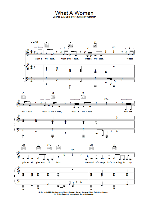 Hawksley Workman What A Woman sheet music notes and chords. Download Printable PDF.