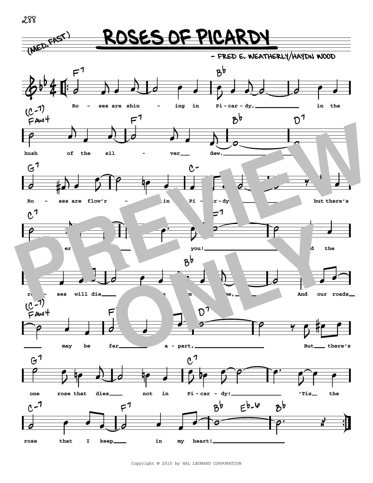Haydn Wood Roses Of Picardy (arr. Robert Rawlins) sheet music notes and chords arranged for Real Book – Melody, Lyrics & Chords