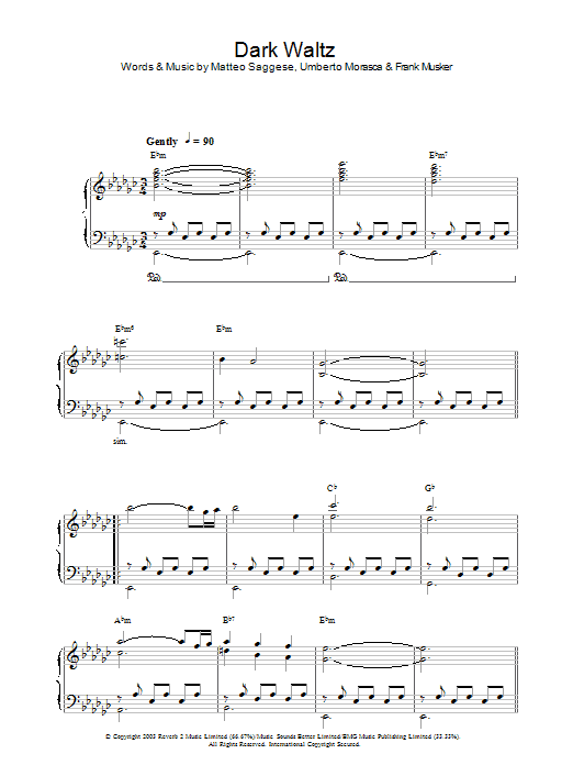 Hayley Westenra Dark Waltz sheet music notes and chords arranged for Lead Sheet / Fake Book