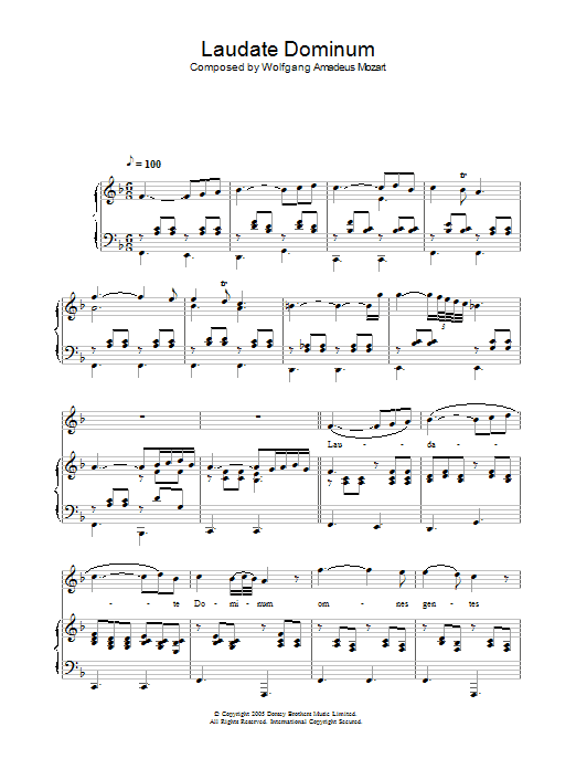 Hayley Westenra Laudate Dominum (from Solemn Vespers) sheet music notes and chords arranged for Piano, Vocal & Guitar Chords