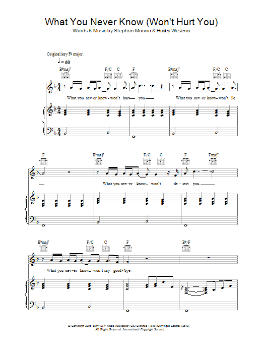 Hayley Westenra What You Never Know (Won't Hurt You) sheet music notes and chords arranged for Piano, Vocal & Guitar Chords