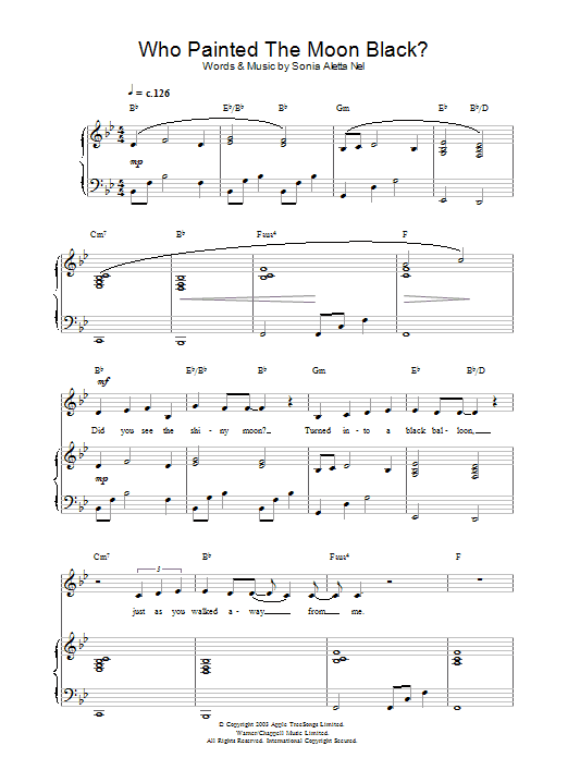 Hayley Westenra Who Painted The Moon Black? sheet music notes and chords arranged for Guitar Chords/Lyrics