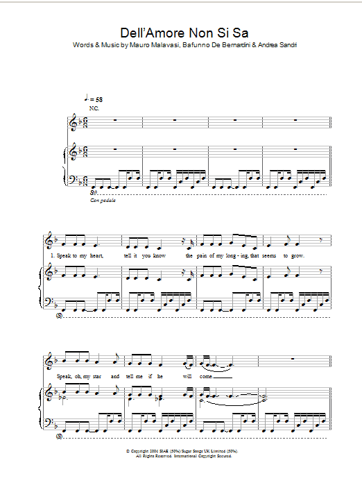 Hayley Westenra Dell'Amore Non Si Sa sheet music notes and chords. Download Printable PDF.