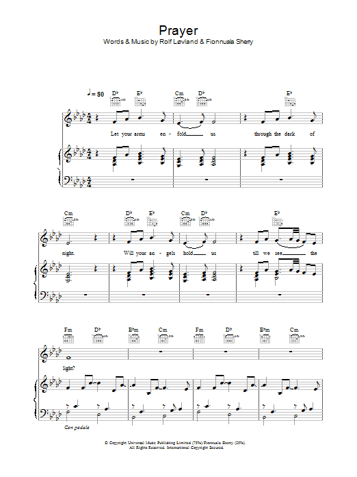 Hayley Westenra Prayer sheet music notes and chords. Download Printable PDF.