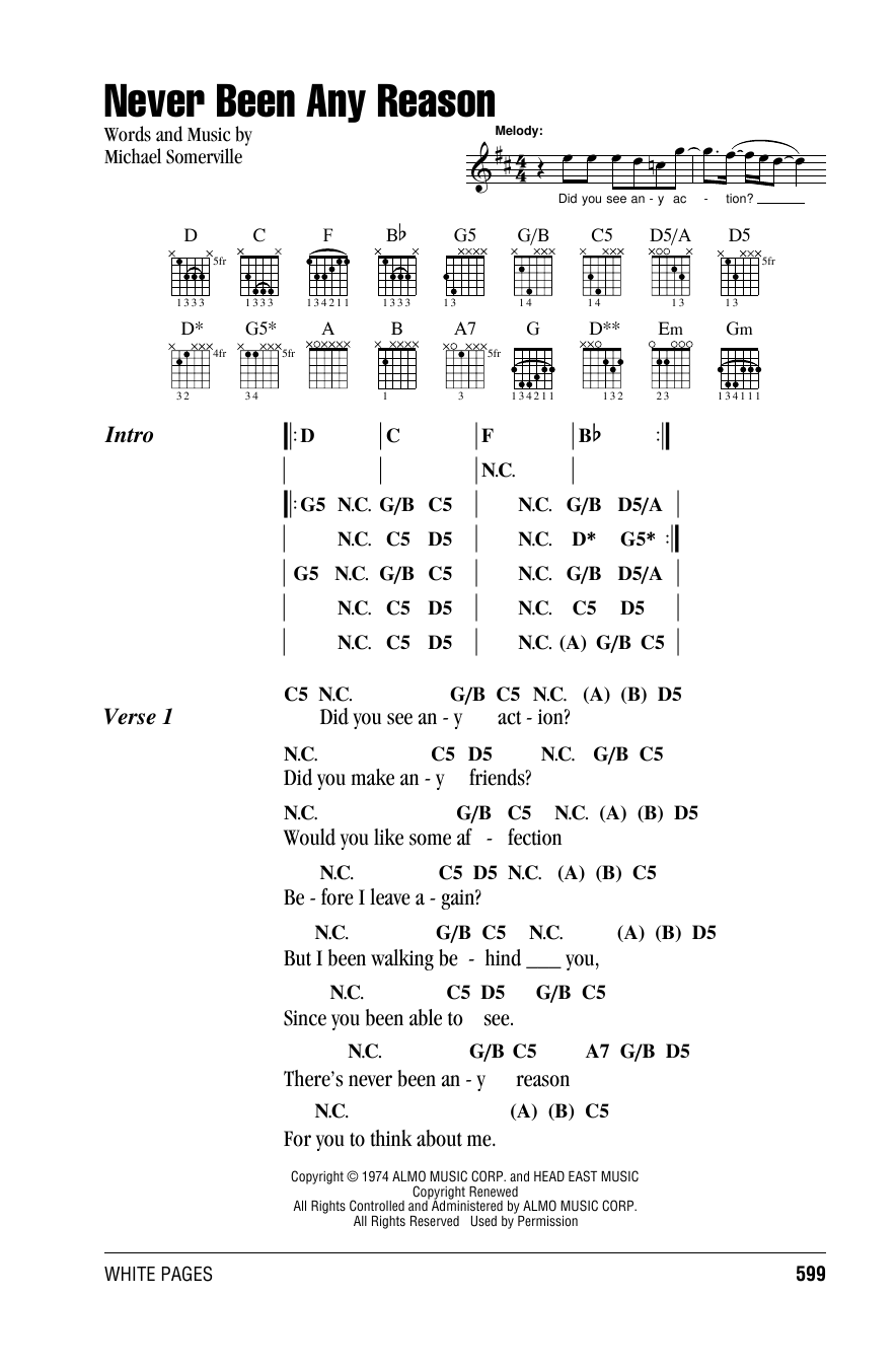 Head East Never Been Any Reason sheet music notes and chords arranged for Guitar Tab