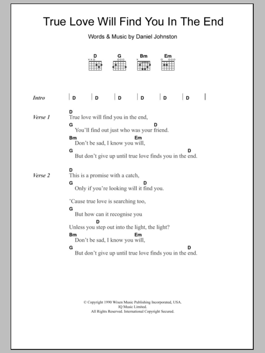 Headless Heroes True Love Will Find You In The End sheet music notes and chords arranged for Guitar Chords/Lyrics