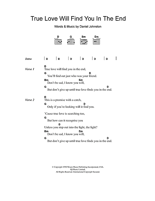 Headless Heroes True Love Will Find You In The End sheet music notes and chords arranged for Guitar Chords/Lyrics