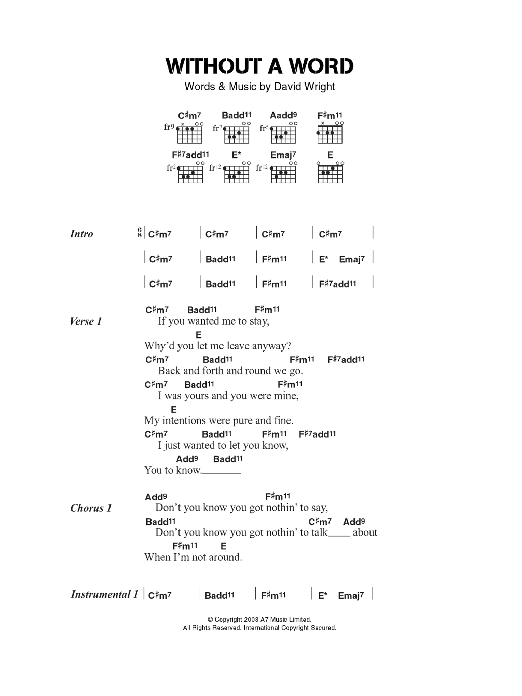 Headway Without A Word sheet music notes and chords arranged for Guitar Chords/Lyrics