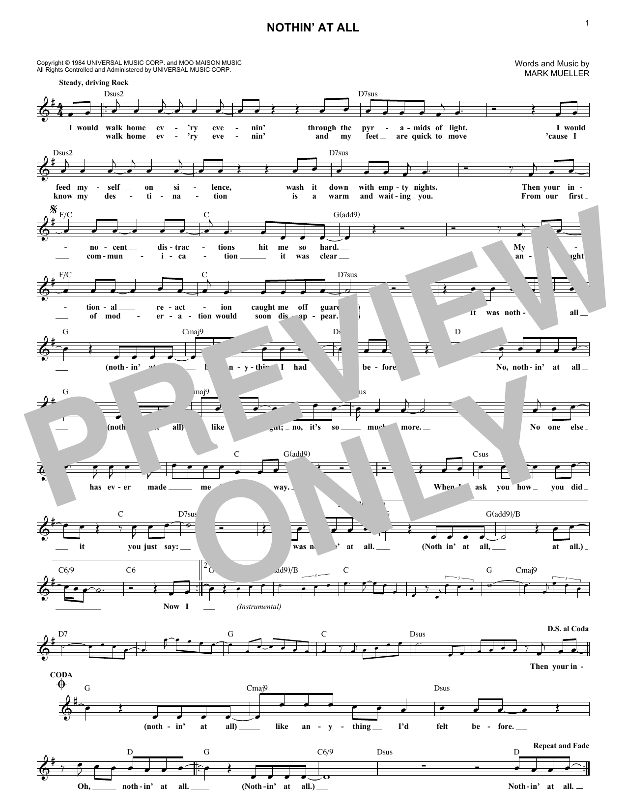 Heart Nothin' At All sheet music notes and chords arranged for Lead Sheet / Fake Book