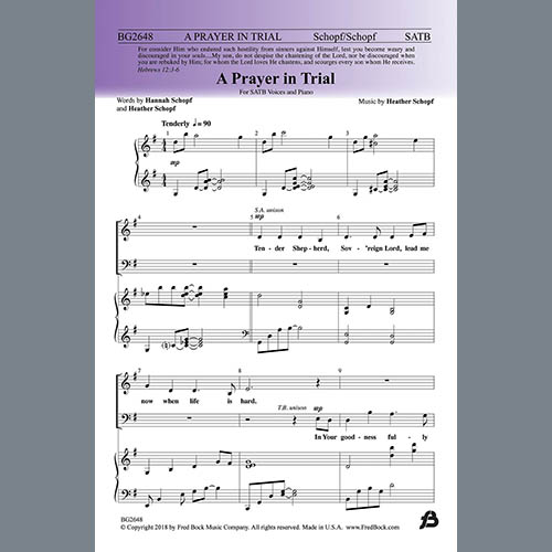 Easily Download Heather Schopf Printable PDF piano music notes, guitar tabs for  SATB Choir. Transpose or transcribe this score in no time - Learn how to play song progression.