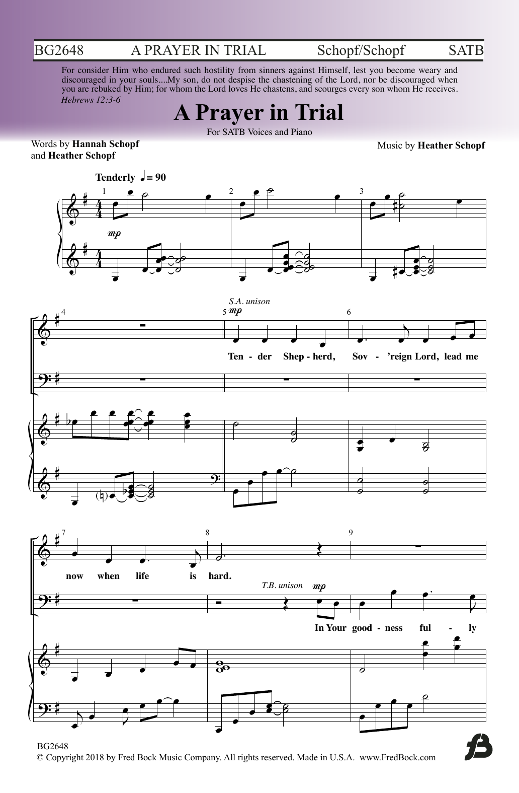 Heather Schopf A Prayer In Trial sheet music notes and chords arranged for SATB Choir