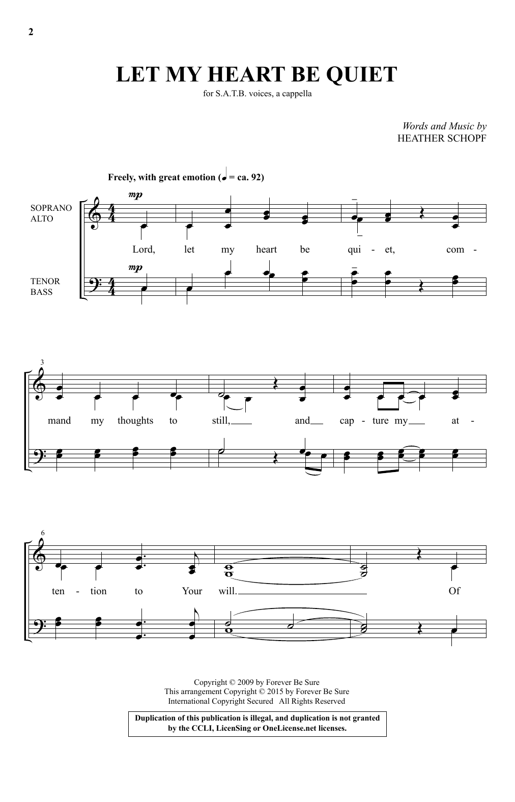 Heather Schopf Let My Heart Be Quiet sheet music notes and chords arranged for SATB Choir