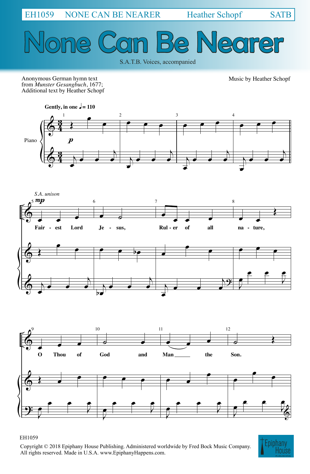 Heather Schopf None Can Be Nearer sheet music notes and chords arranged for SATB Choir