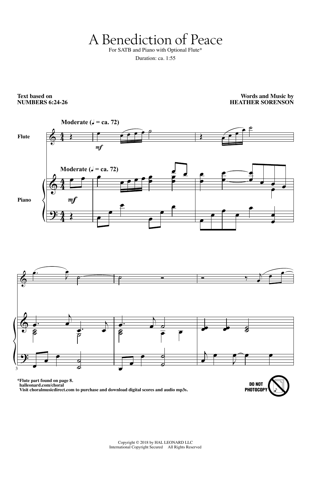 Heather Sorenson A Benediction Of Peace sheet music notes and chords arranged for SATB Choir