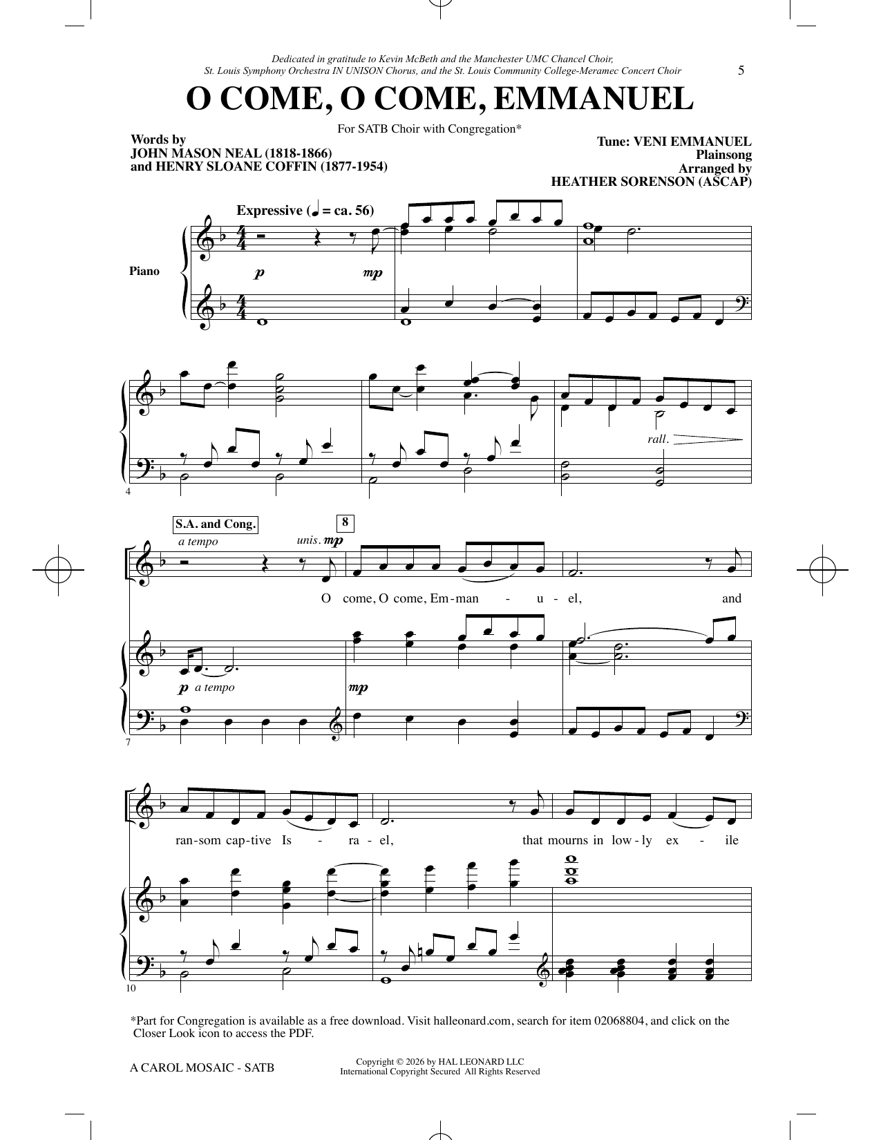 Heather Sorenson A Carol Mosaic sheet music notes and chords arranged for SATB Choir