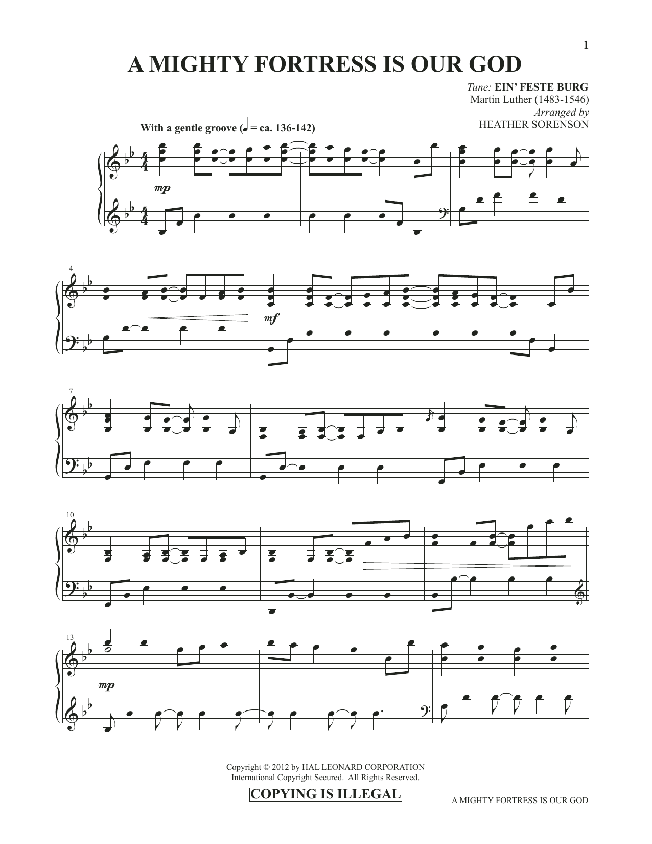 Heather Sorenson A Mighty Fortress Is Our God (from Images: Sacred Piano Reflections) sheet music notes and chords arranged for Piano Solo