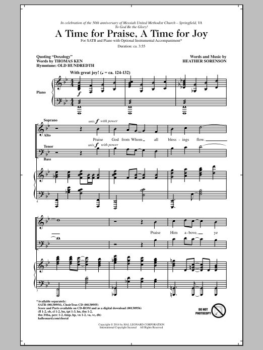 Heather Sorenson A Time For Praise, A Time For Joy sheet music notes and chords arranged for SATB Choir