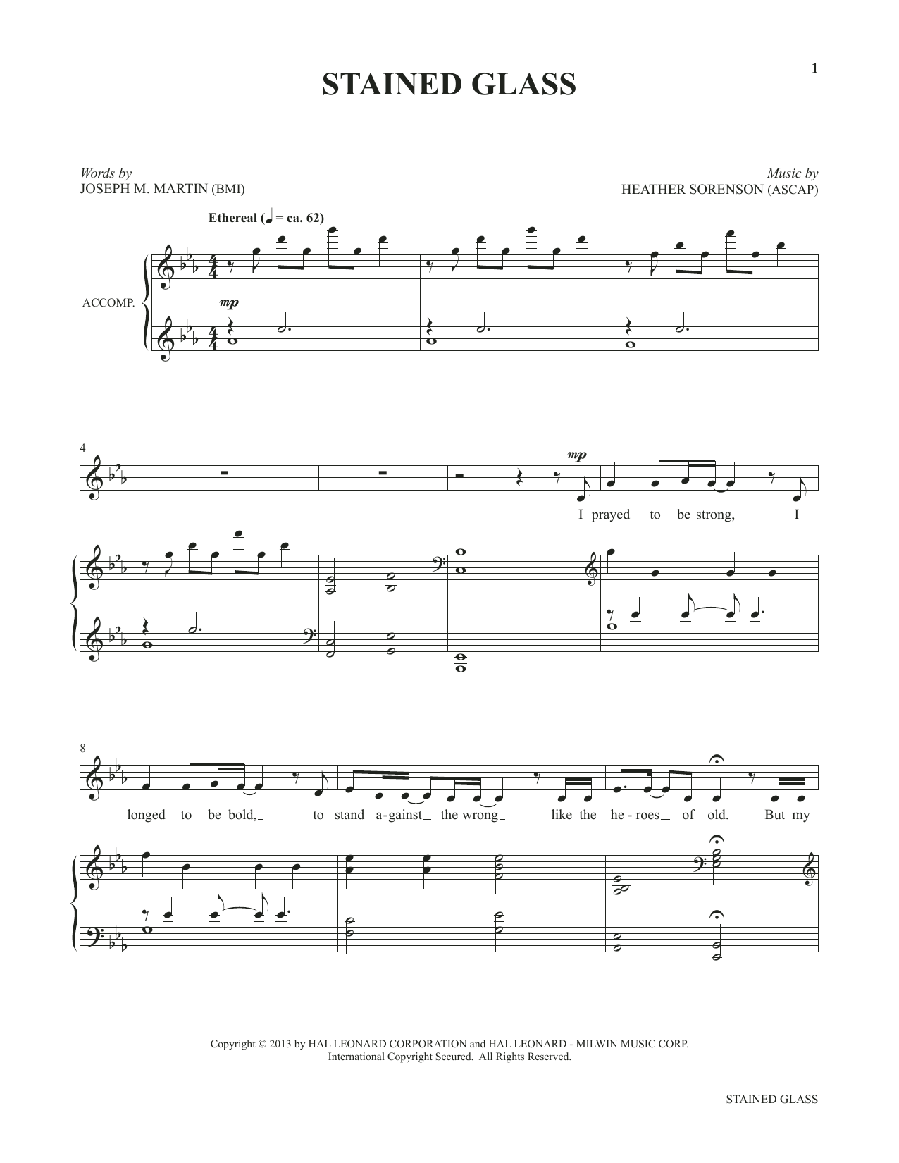 Heather Sorenson and Joseph M. Martin Stained Glass (from My Alleluia: Vocal Solos for Worship) sheet music notes and chords arranged for Piano & Vocal