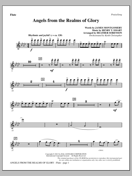 Heather Sorenson Angels From The Realms Of Glory - Flute sheet music notes and chords arranged for Choir Instrumental Pak