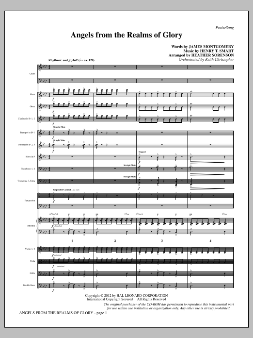 Heather Sorenson Angels From The Realms Of Glory - Full Score sheet music notes and chords arranged for Choir Instrumental Pak