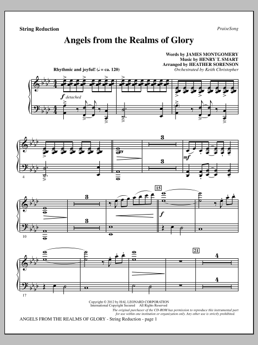 Heather Sorenson Angels From The Realms Of Glory - Keyboard String Reduction sheet music notes and chords arranged for Choir Instrumental Pak