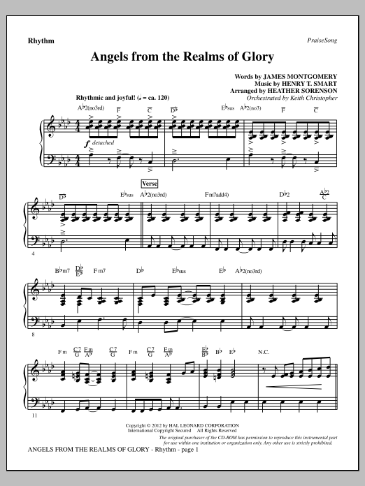 Heather Sorenson Angels From The Realms Of Glory - Rhythm sheet music notes and chords arranged for Choir Instrumental Pak