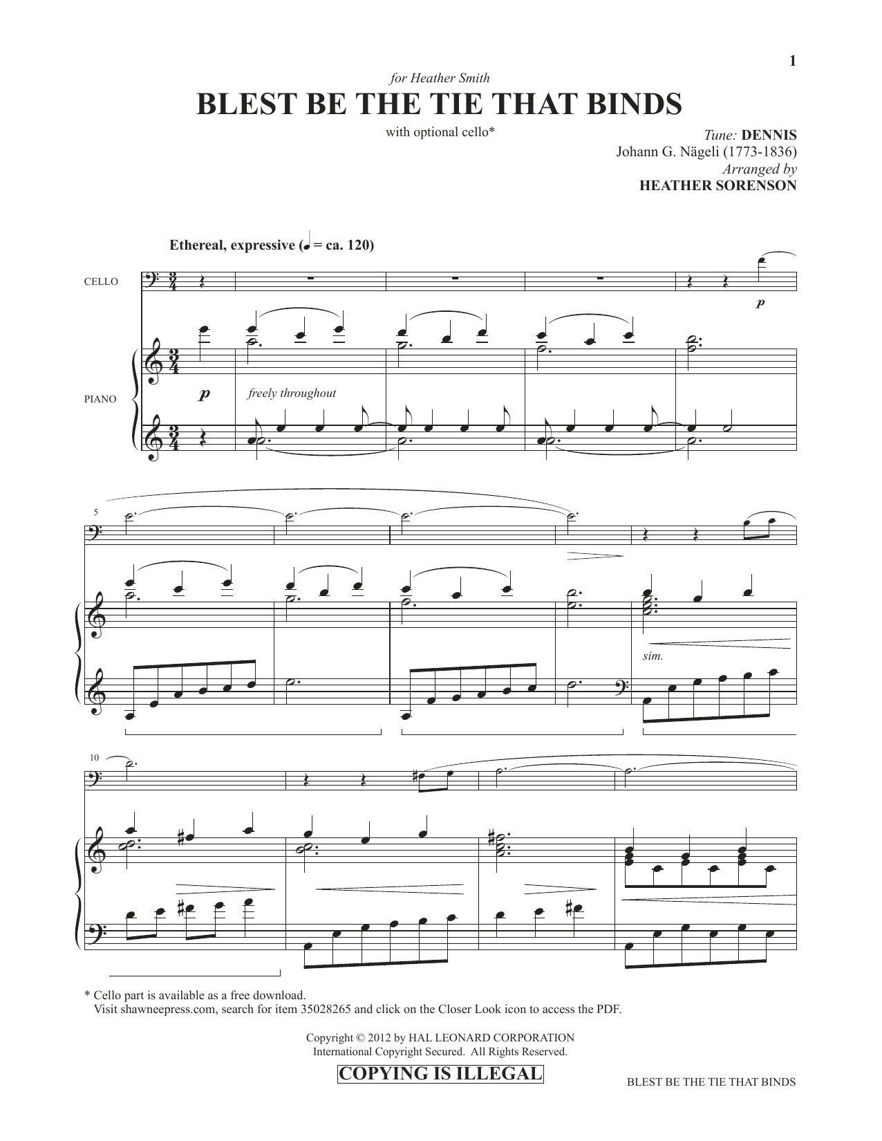 Heather Sorenson Blest Be The Tie That Binds (from Images: Sacred Piano Reflections) sheet music notes and chords arranged for Piano Solo