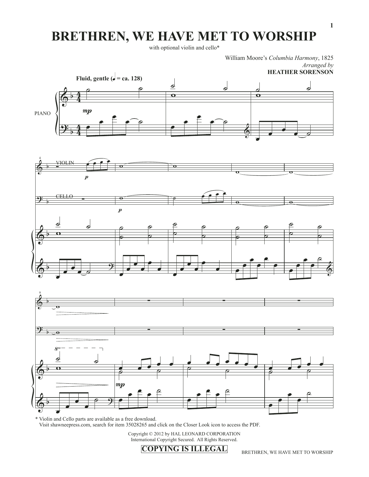 Heather Sorenson Brethren, We Have Met To Worship (from Images: Sacred Piano Reflections) sheet music notes and chords arranged for Piano Solo