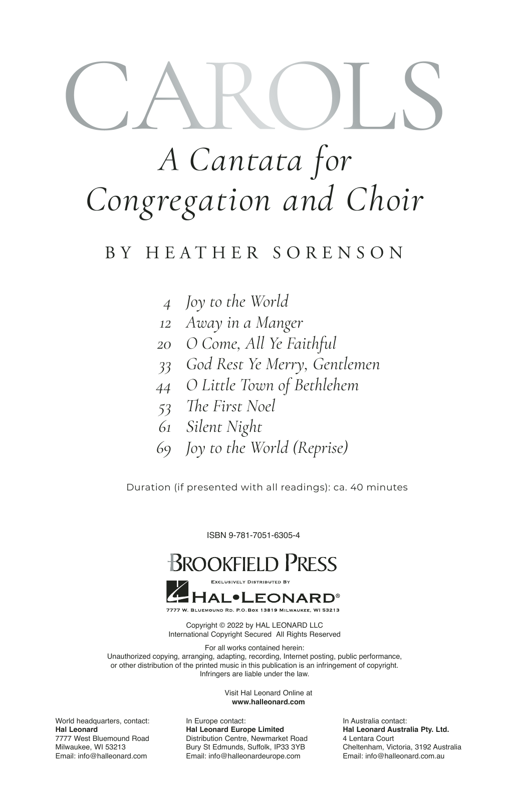 Heather Sorenson Carols (A Cantata for Congregation and Choir) sheet music notes and chords arranged for SATB Choir
