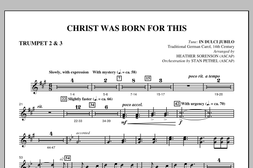 Heather Sorenson Christ Was Born For This - Bb Trumpet 2,3 sheet music notes and chords arranged for Choir Instrumental Pak