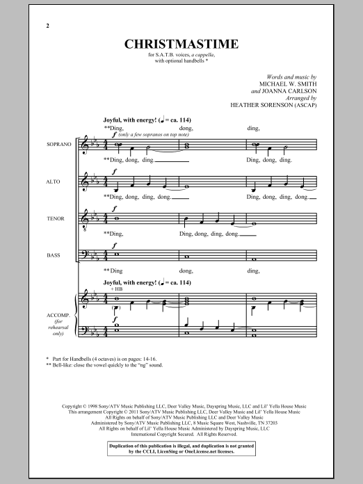 Heather Sorenson Christmastime sheet music notes and chords arranged for SATB Choir