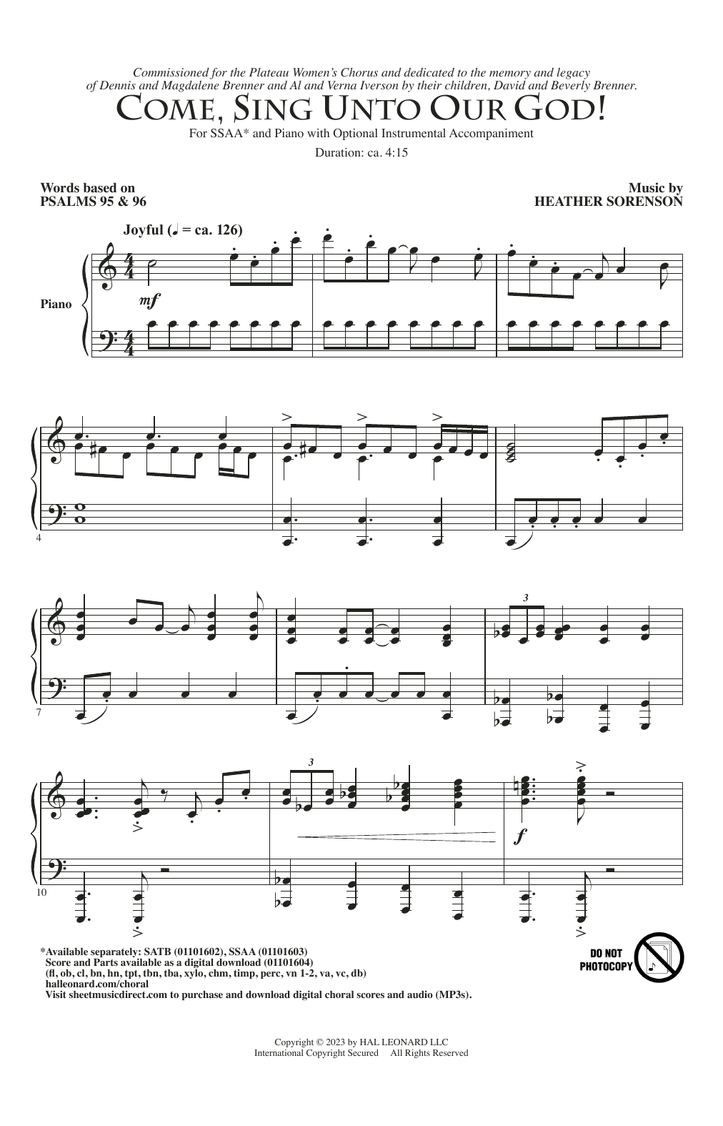 Heather Sorenson Come, Sing Unto Our God! sheet music notes and chords arranged for SATB Choir