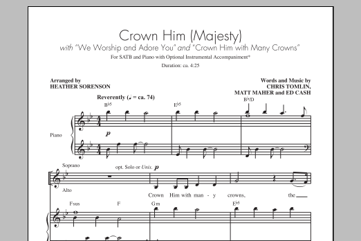 Heather Sorenson Crown Him (Majesty) sheet music notes and chords arranged for SATB Choir
